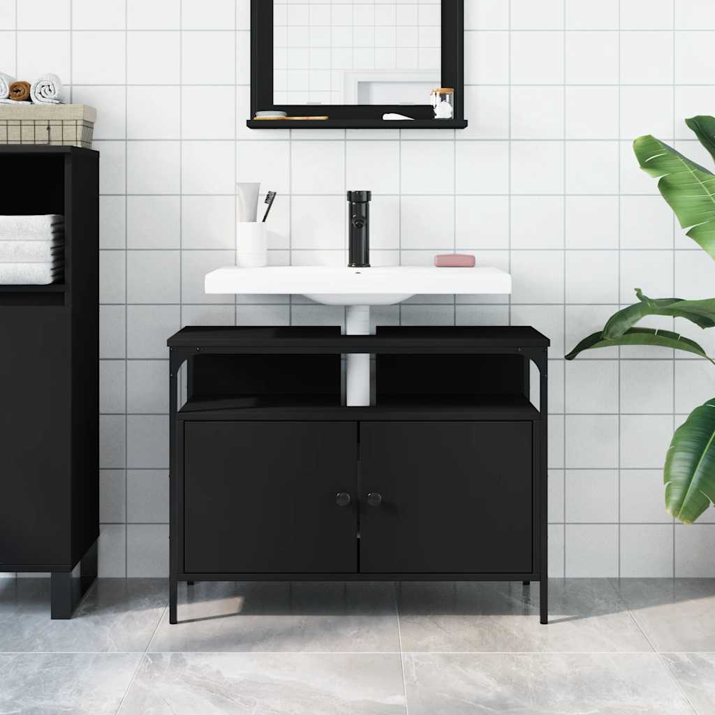 Servantskap svart 80x30x60 cm konstruert tre