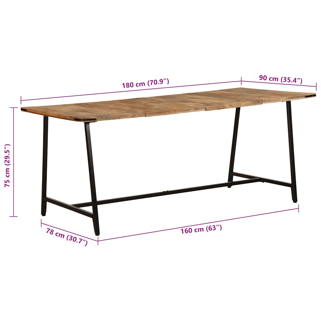 Spisebord 180x90x75 cm heltre mango