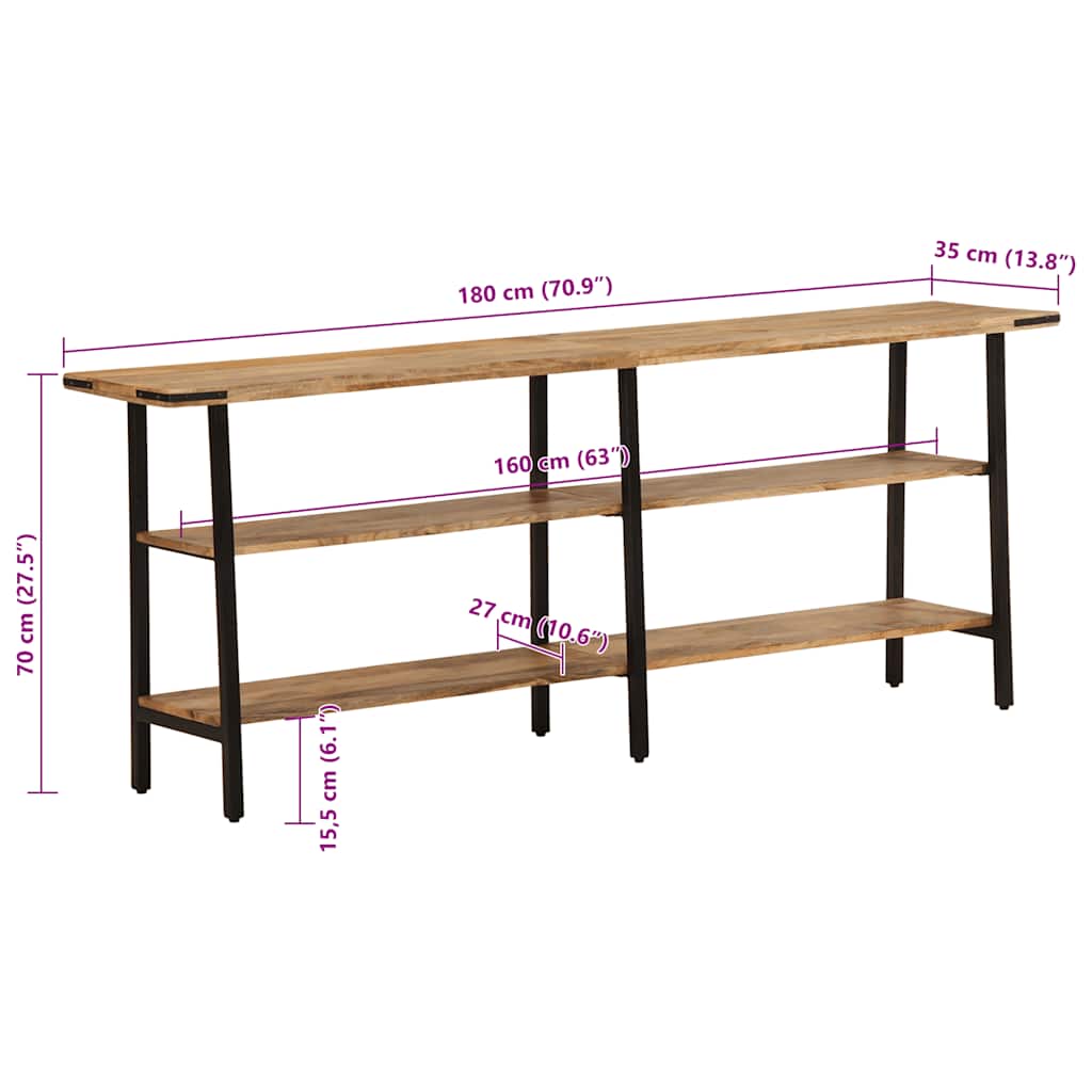 Konsollbord 180x35x70 cm heltre mango