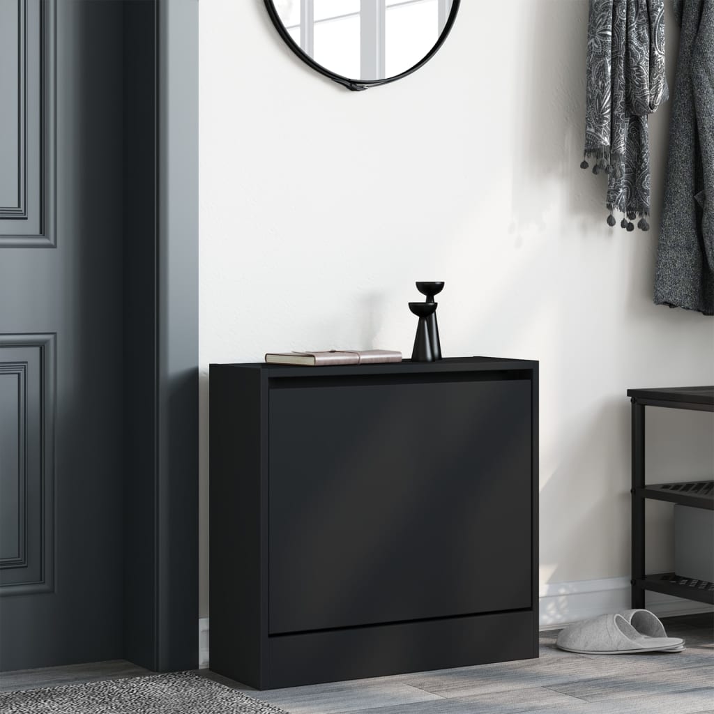 Skoskap svart 60x21x57 cm konstruert tre