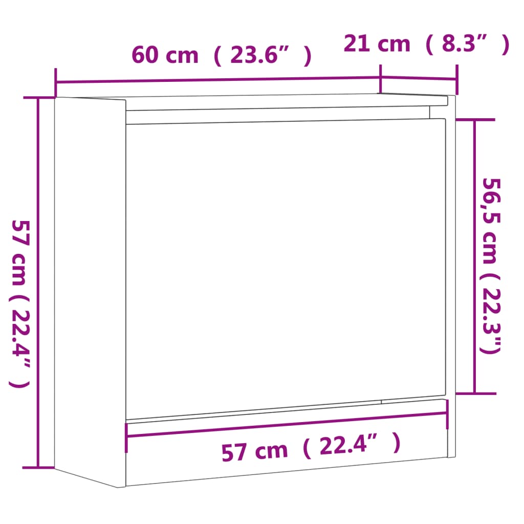 Skoskap svart 60x21x57 cm konstruert tre