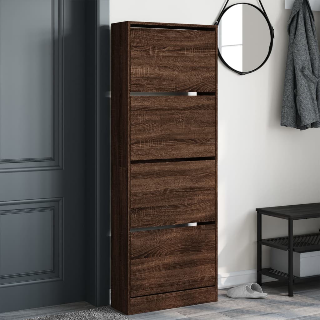Skoskap brun eik 60x21x163,5 cm konstruert tre