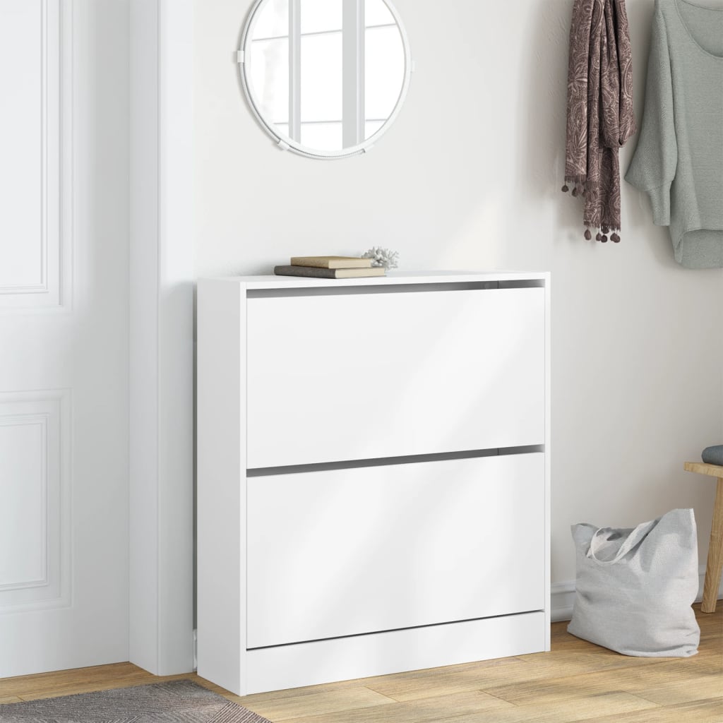 Skoskap hvit 80x21x87,5 cm konstruert tre