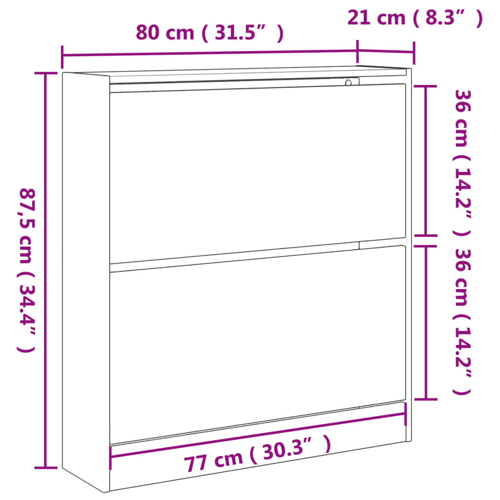 Skoskap sonoma eik 80x21x87,5 cm konstruert tre