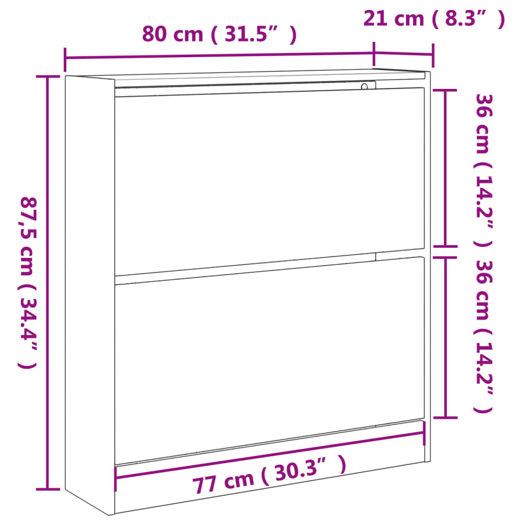 Skoskap røkt eik 80x21x87,5 cm konstruert tre