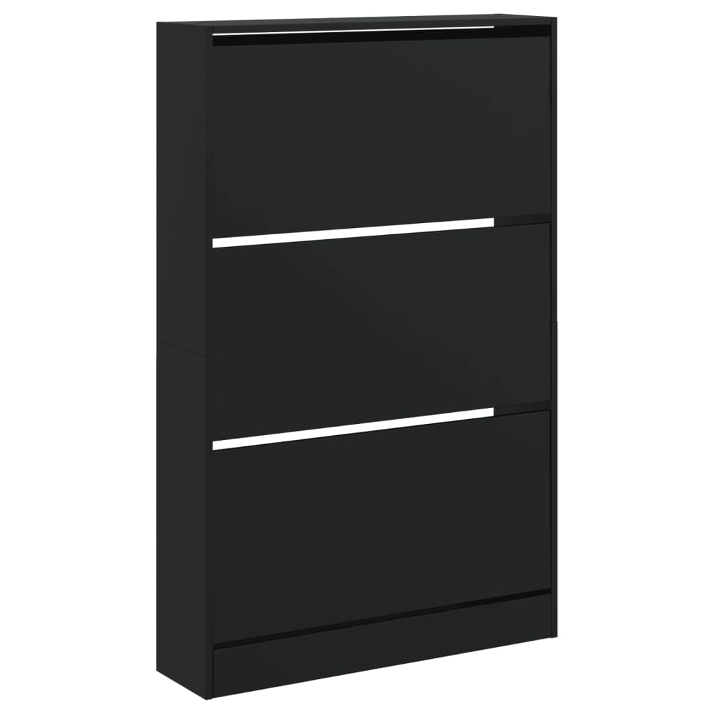 Skoskap svart 80x21x125,5 cm konstruert tre