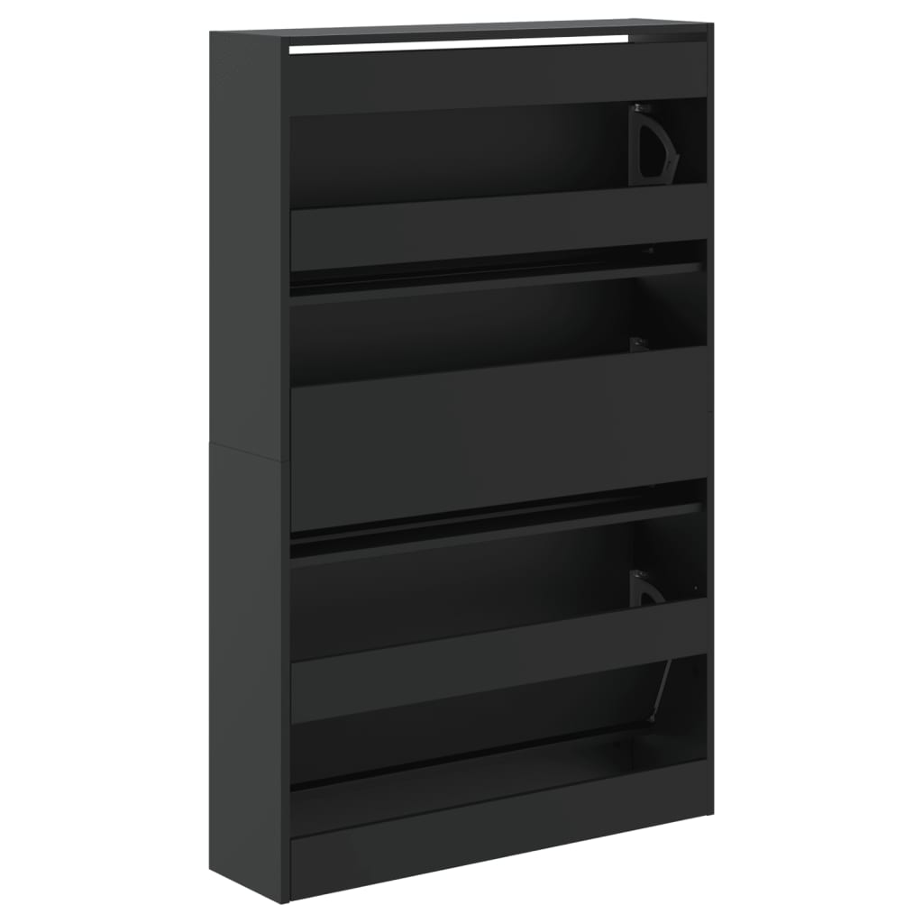 Skoskap svart 80x21x125,5 cm konstruert tre