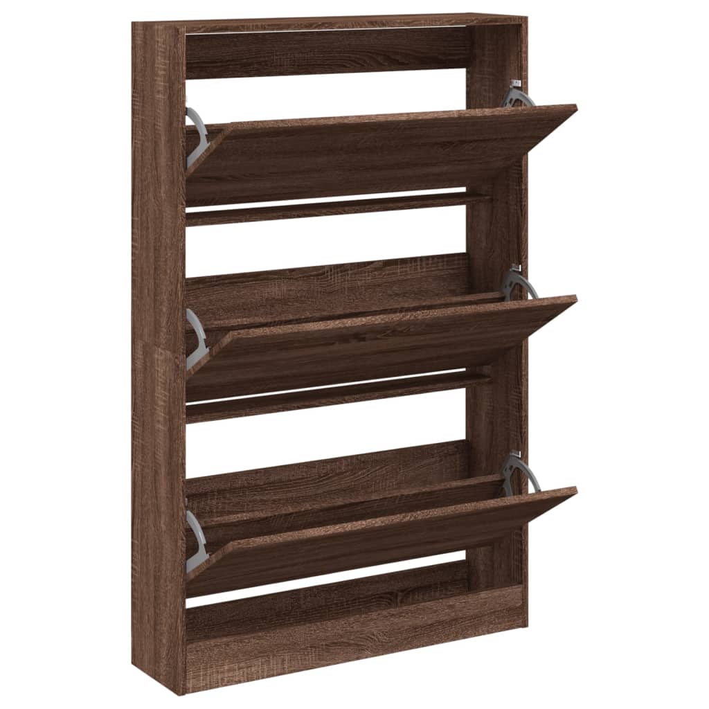 Skoskap brun eik 80x21x125,5 cm konstruert tre