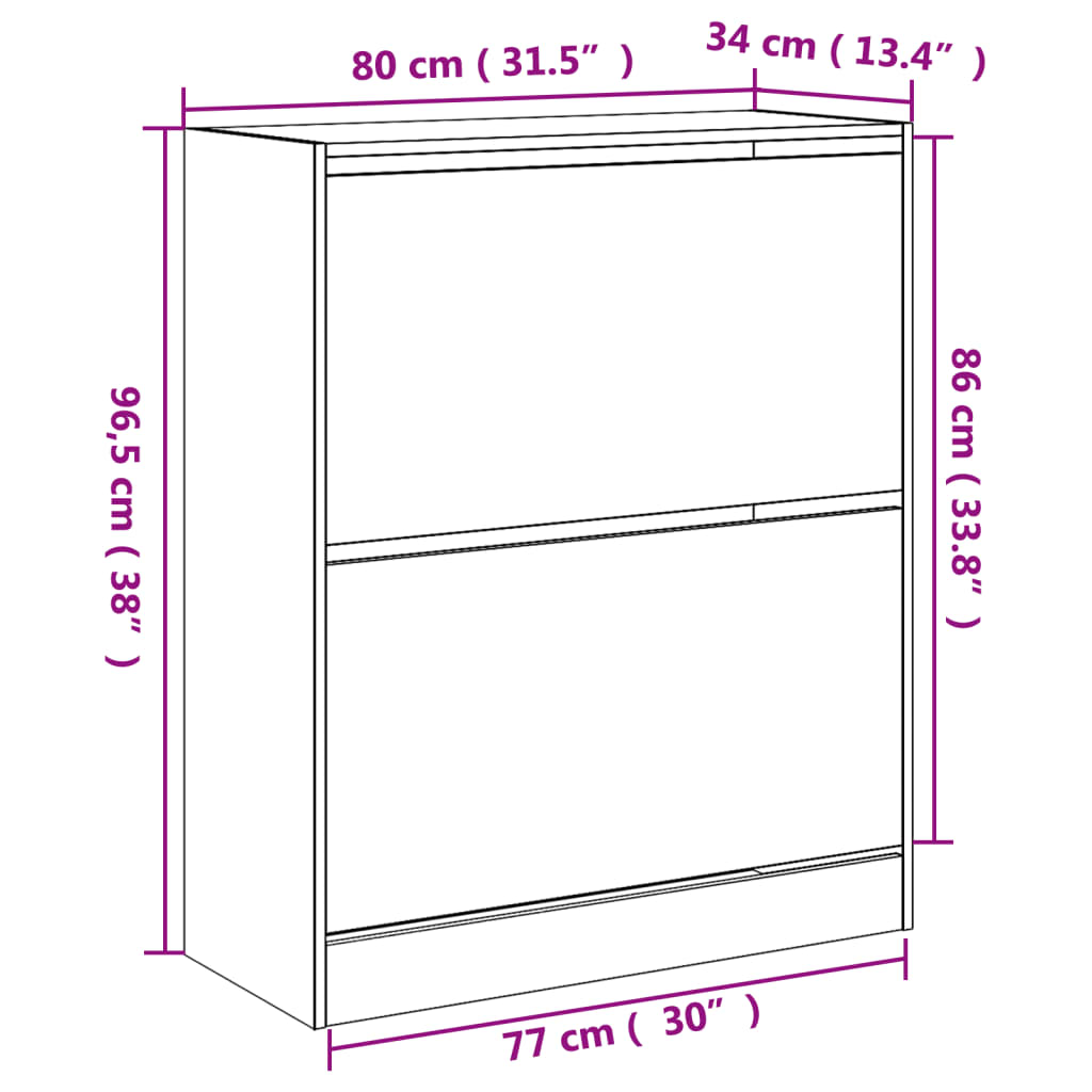 Skoskap grå sonoma 80x34x96,5 cm konstruert tre