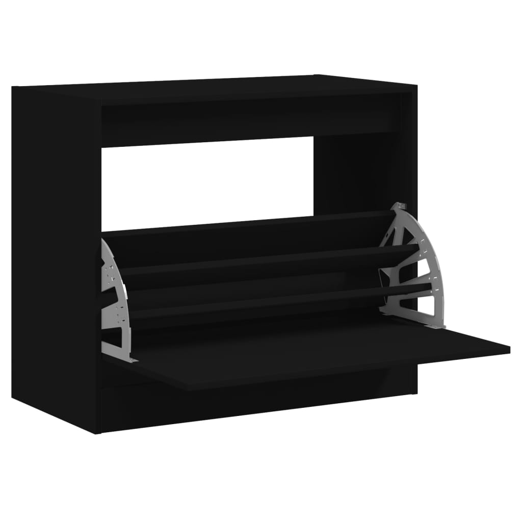 Skoskap svart 80x42x69 cm konstruert tre