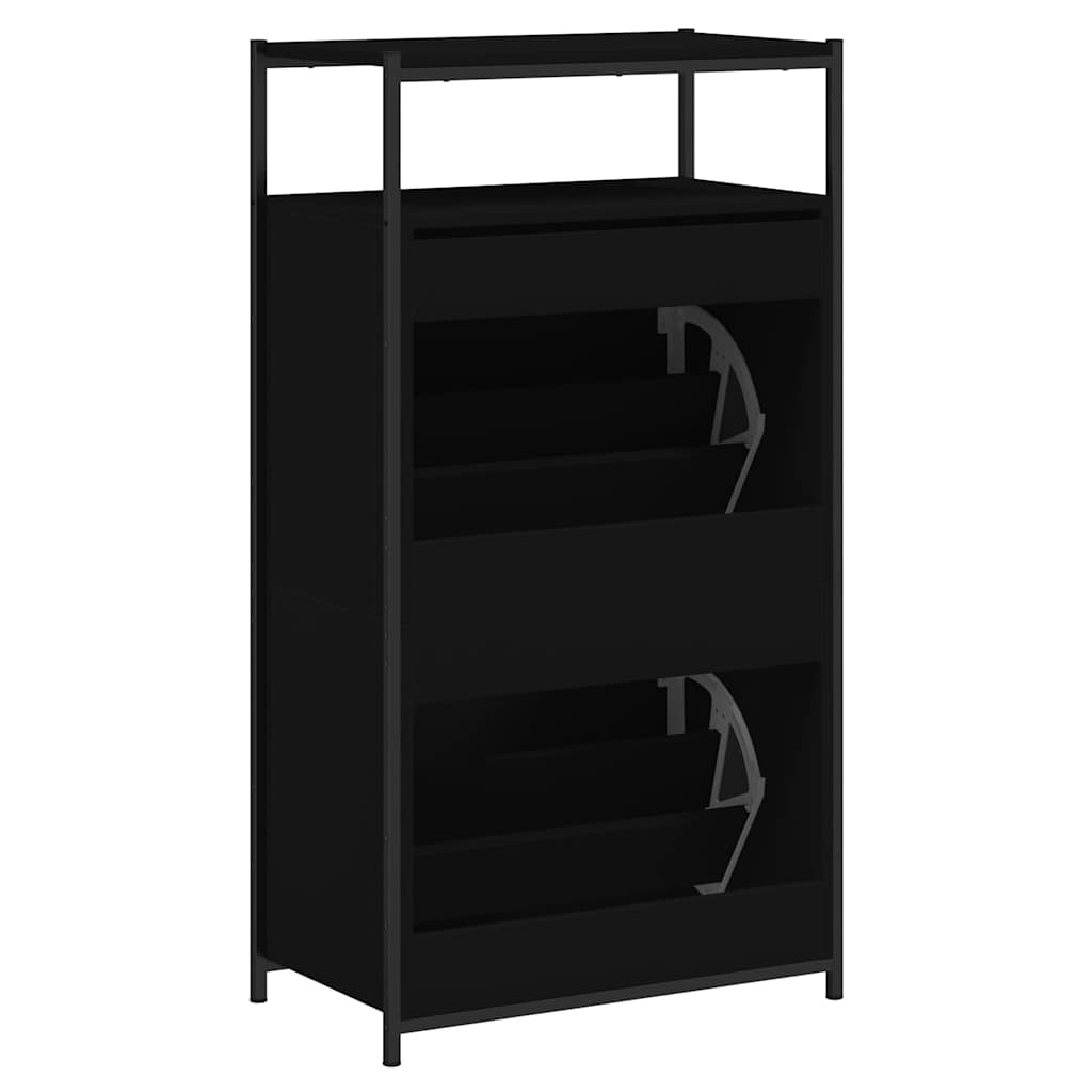 Skoskap svart 60x34x112 cm konstruert tre