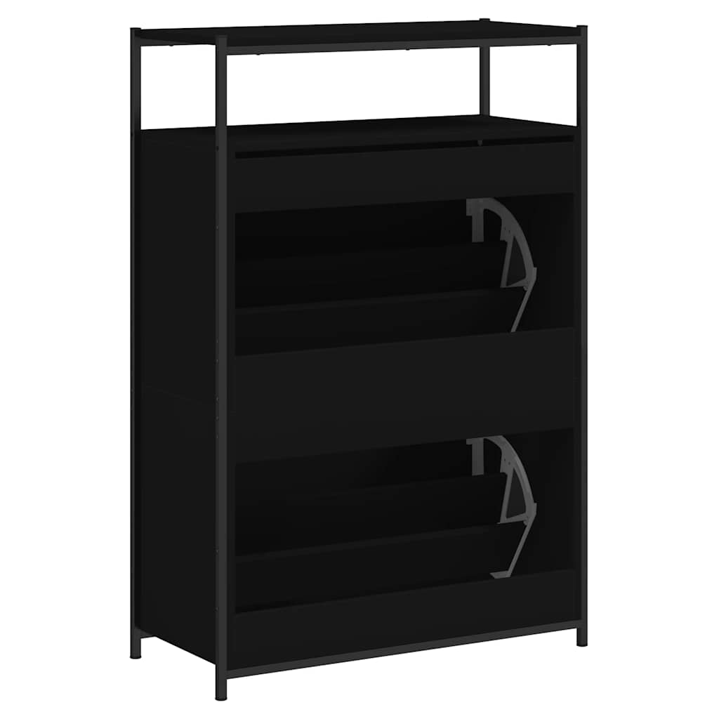 Skoskap svart 75x34x112 cm konstruert tre