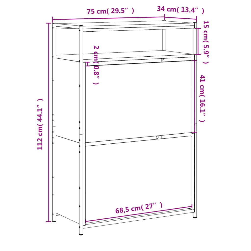 Skoskap sonoma eik 75x34x112 cm konstruert tre