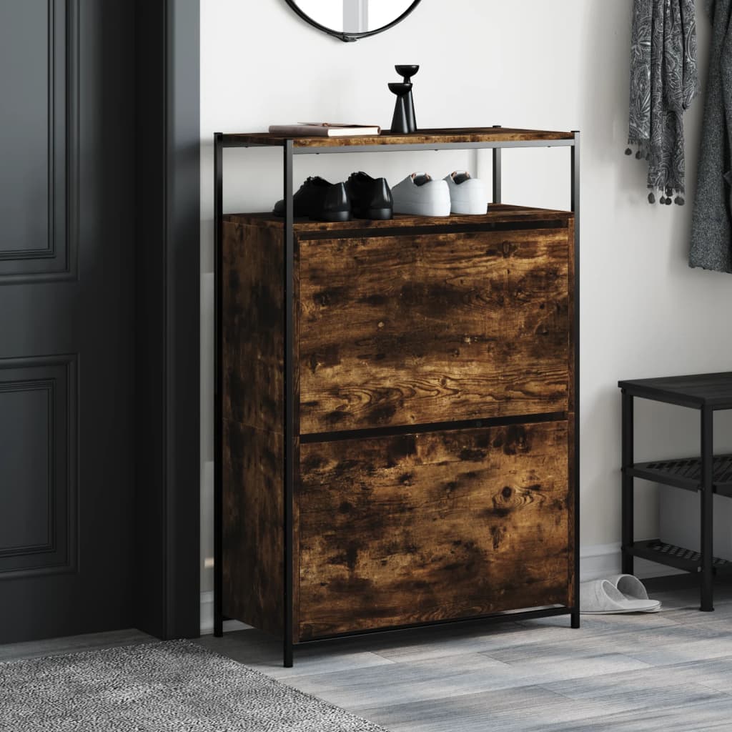 Skoskap røkt eik 75x34x112 cm konstruert tre