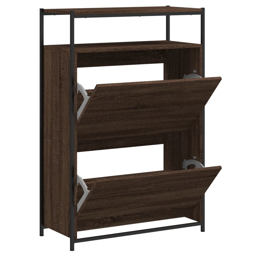 Skoskap brun eik 75x34x112 cm konstruert tre