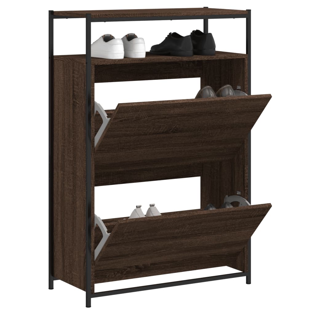 Skoskap brun eik 75x34x112 cm konstruert tre
