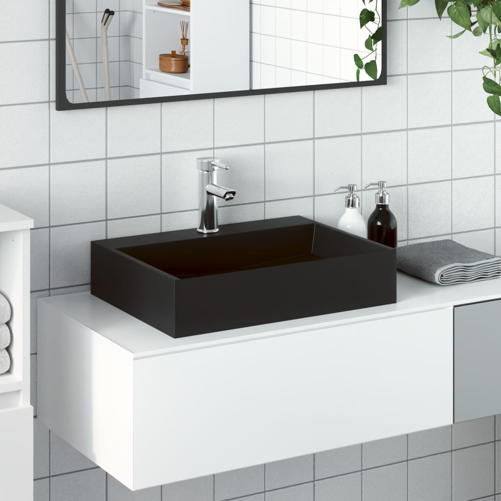 Servant 50x38x11 cm mineralstøpt/marmorstøpt svart