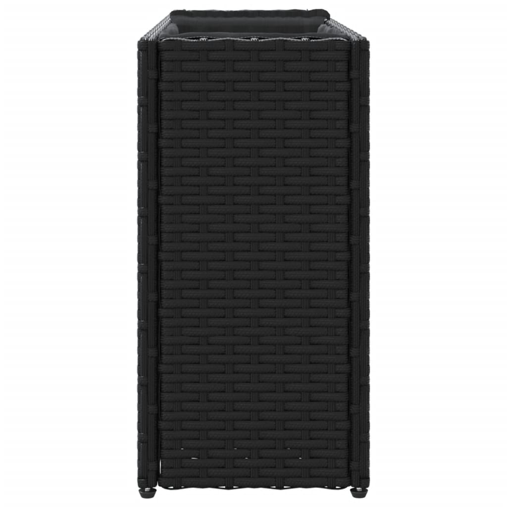 Plantekasse med 2 potter svart 90x20x40 cm polyrotting