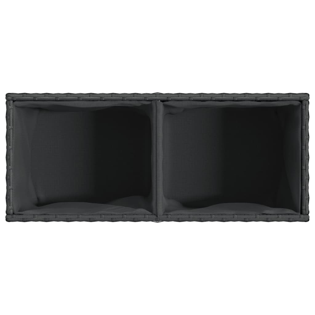 Plantekasse med 2 potter svart 72x30x32 cm polyrotting