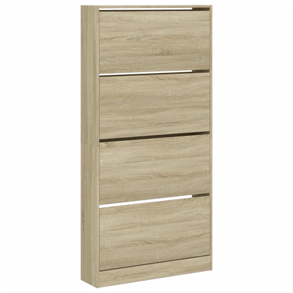 Skoskap med 4 vippeskuffer sonoma eik 80x21x163,5 cm