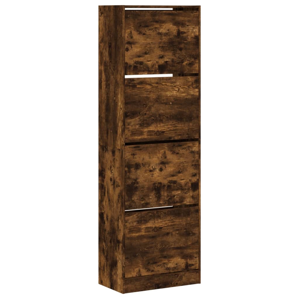 Skoskap med 4 vippeskuffer røkt eik 60x34x187,5 cm