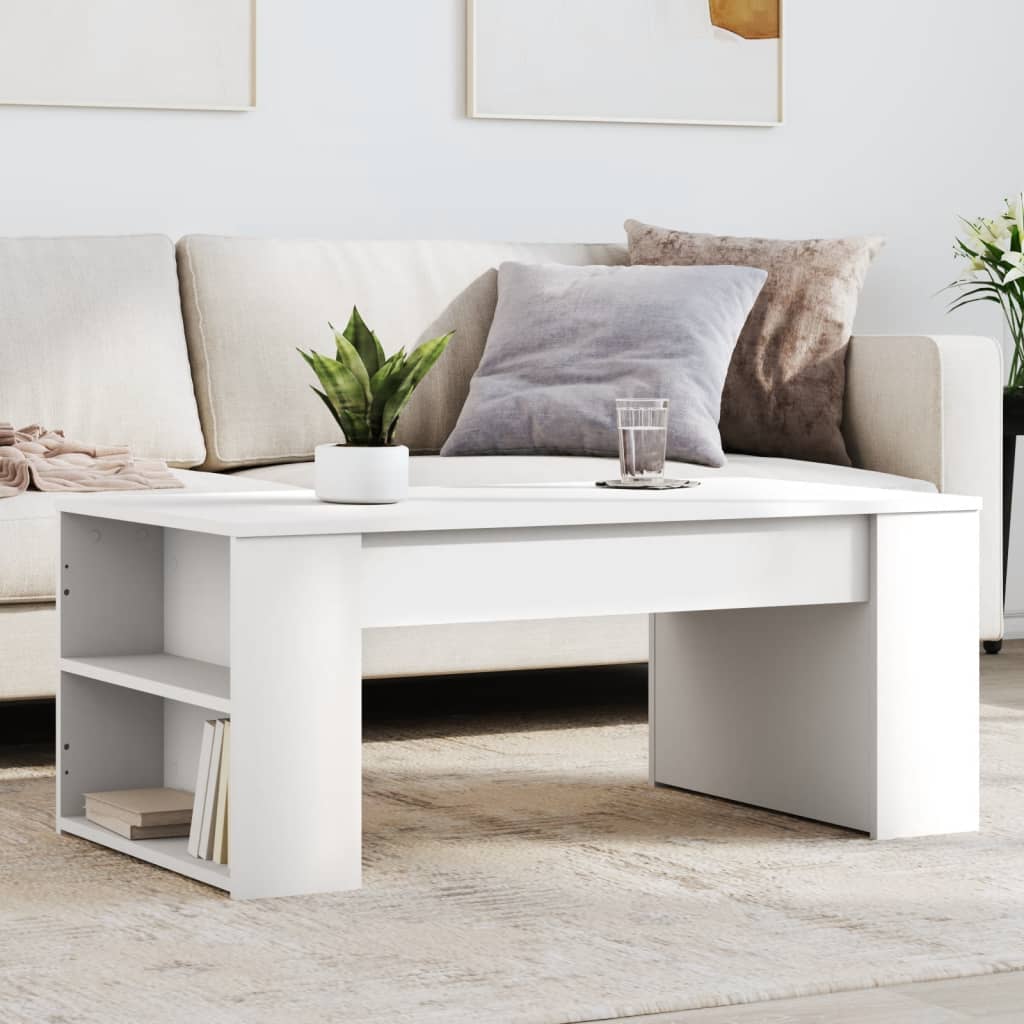 Salongbord hvit 102x55x42 cm konstruert tre