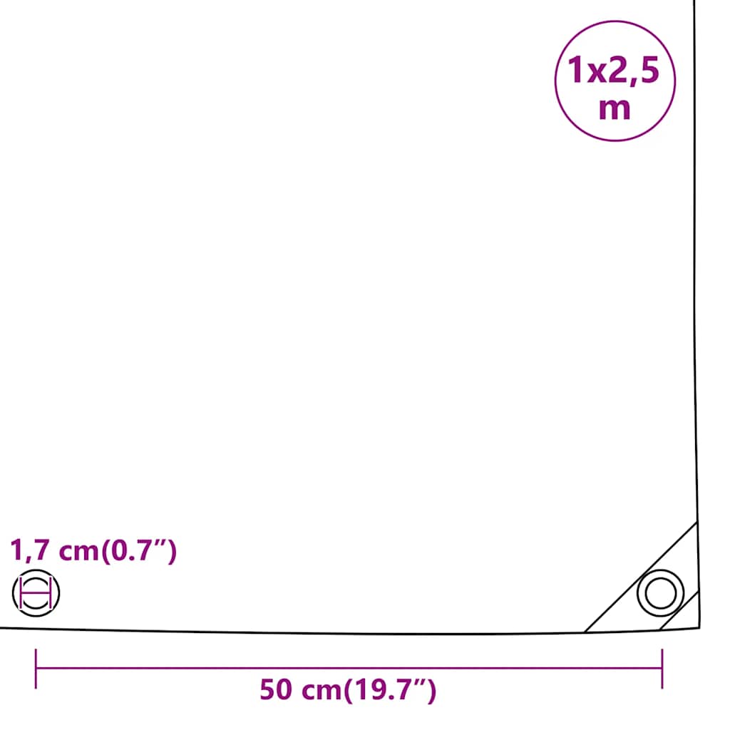 Presenning grå 1x2,5 m 650 g/m²