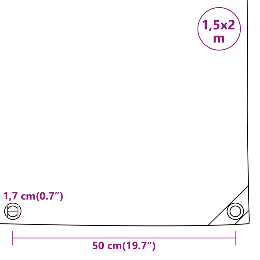 Presenning grå 1,5x2 m 650 g/m²