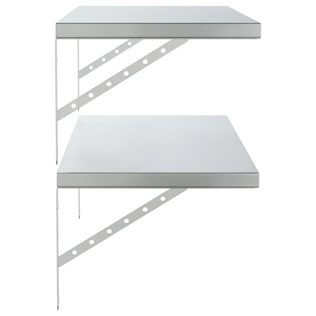 Vegghyller 2 stk 100x40 cm sølv rustfritt stål vidaXL