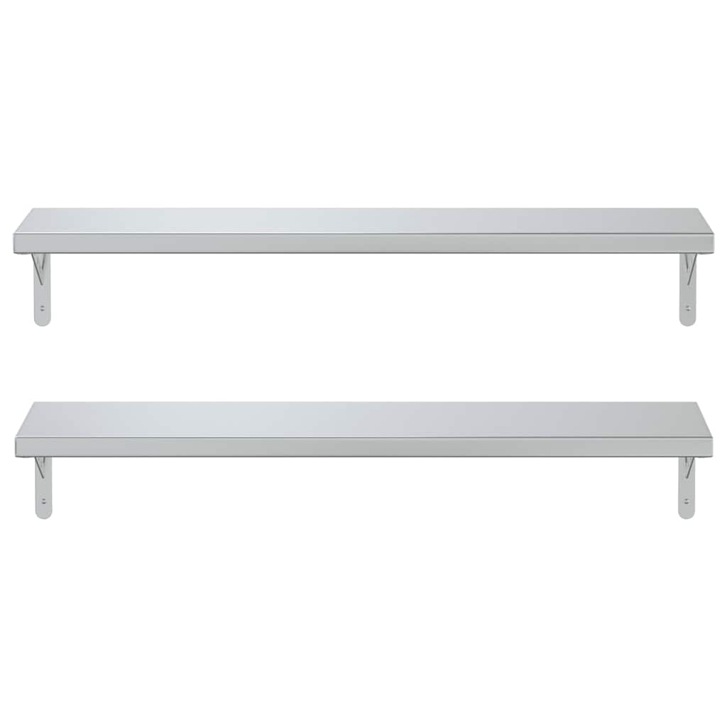 Vegghyller 2 stk 100x23,5 cm sølv rustfritt stål vidaXL