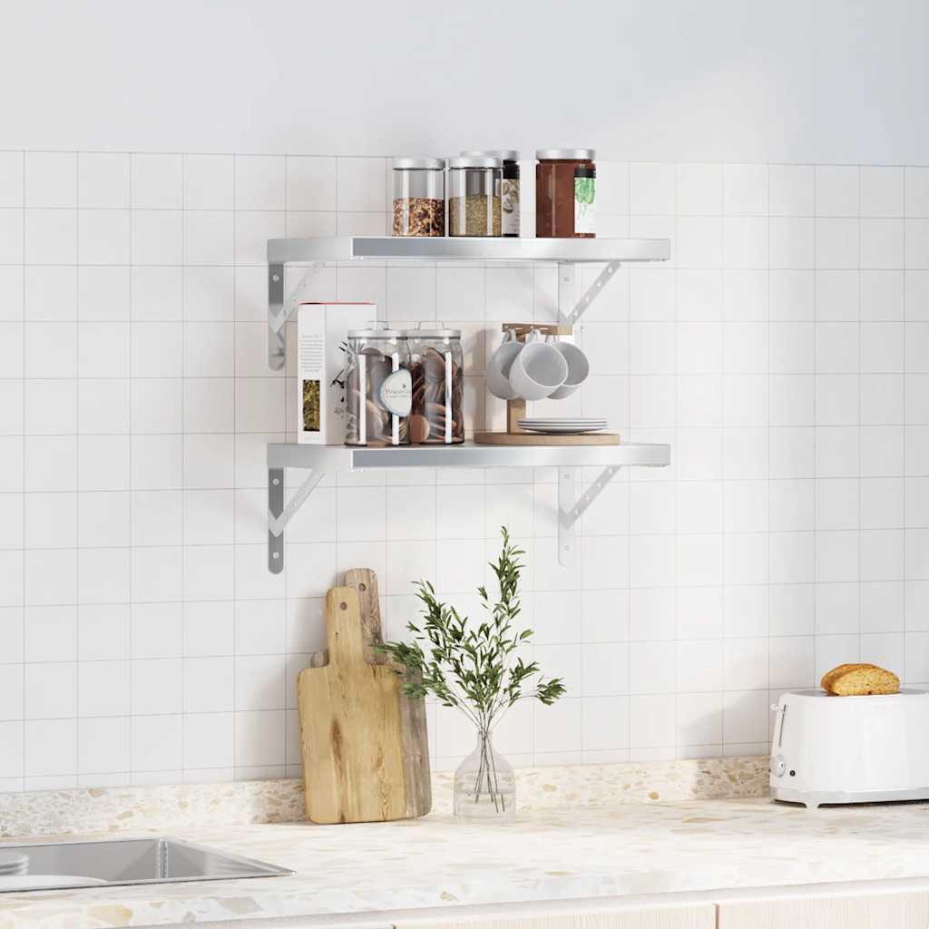 Vegghyller 2 stk 50x30 cm sølv rustfritt stål vidaXL
