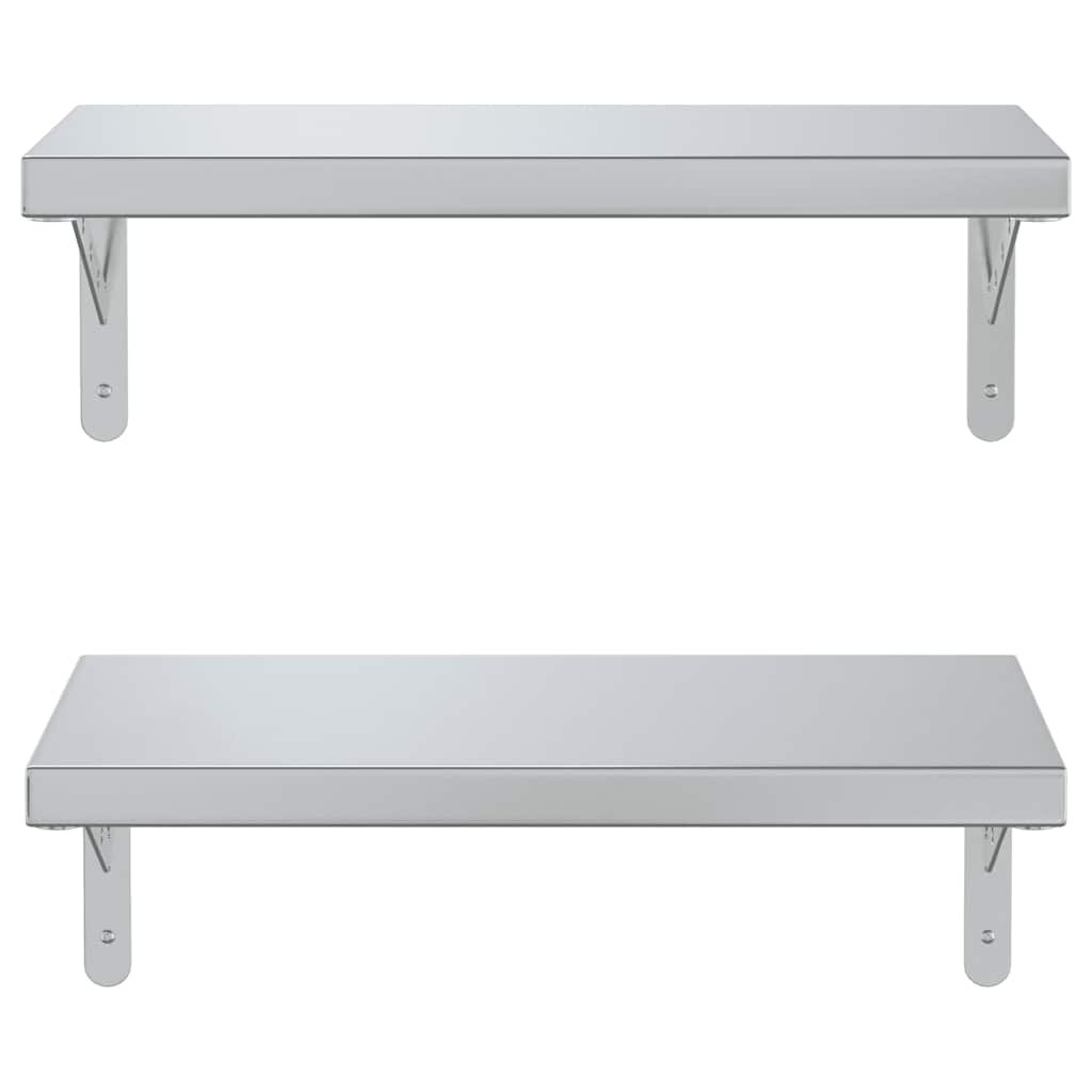 Vegghyller 2 stk 50x23,5 cm sølv rustfritt stål