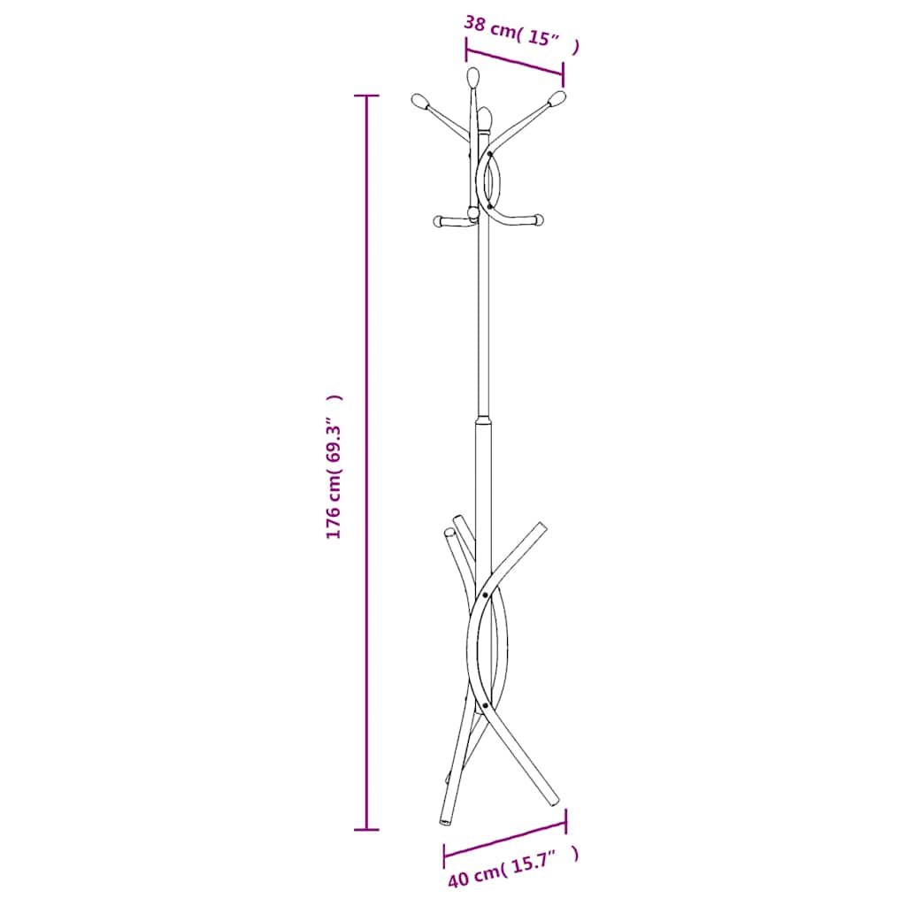 Stumtjener hvit 176 cm pulverlakkert jern