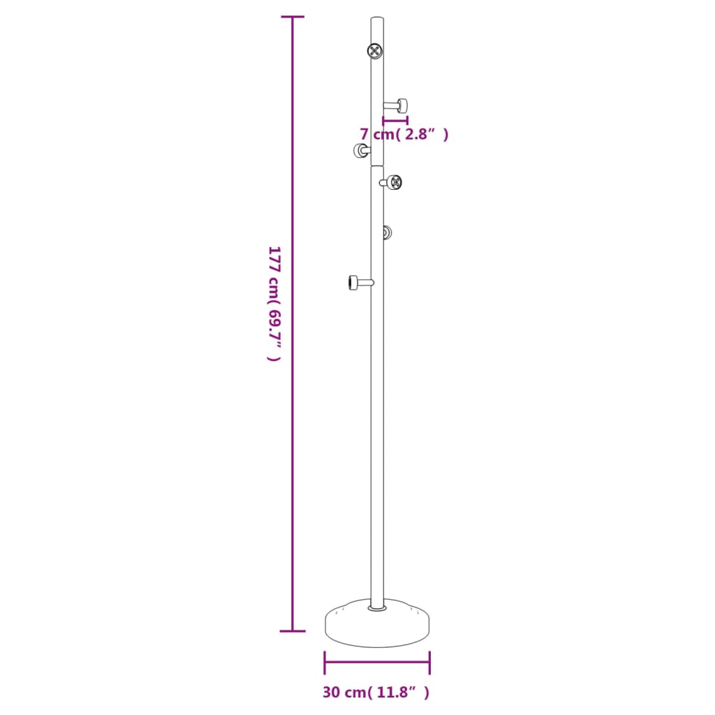 Stumtjener svart 177 cm pulverlakkert jern