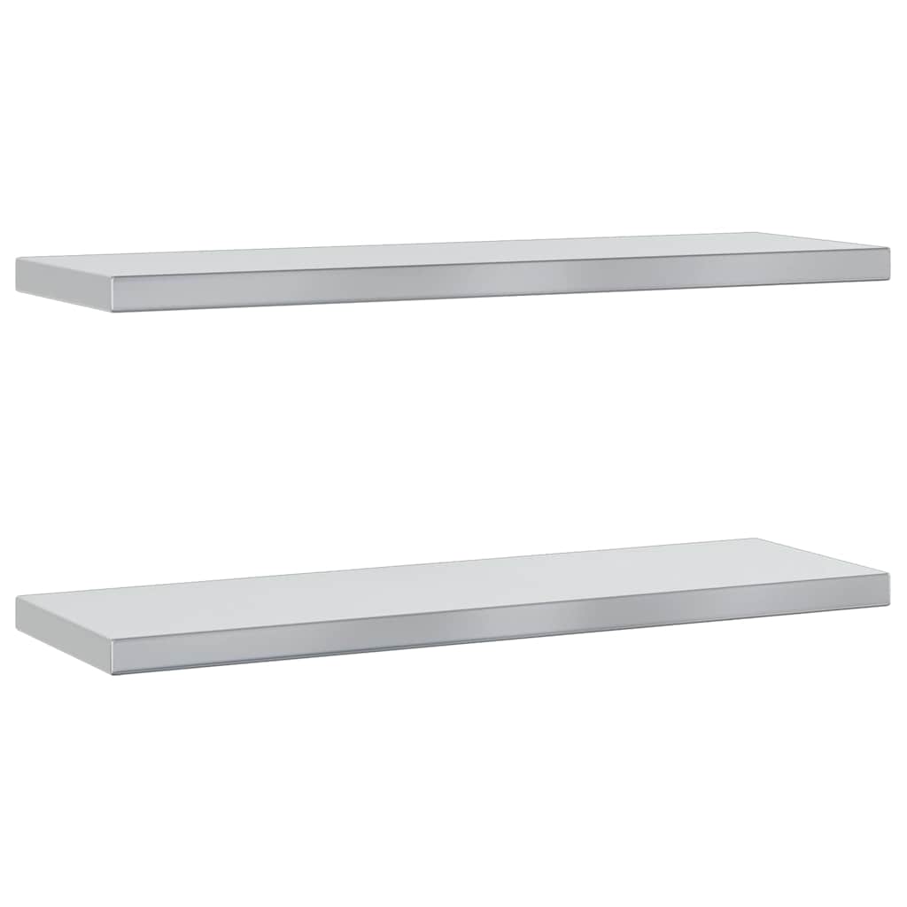 Vegghyller 2 stk 75x23,5 cm sølv rustfritt stål