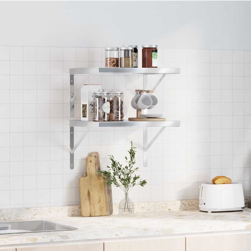 Vegghyller 2 stk 50x40 cm sølv rustfritt stål