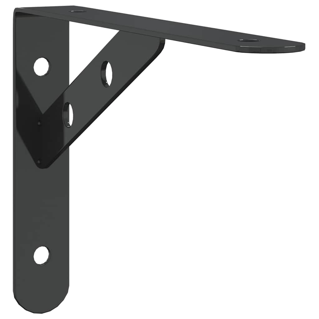 Hyllebraketter 4 stk 20x2,5x14 cm svart rustfritt stål