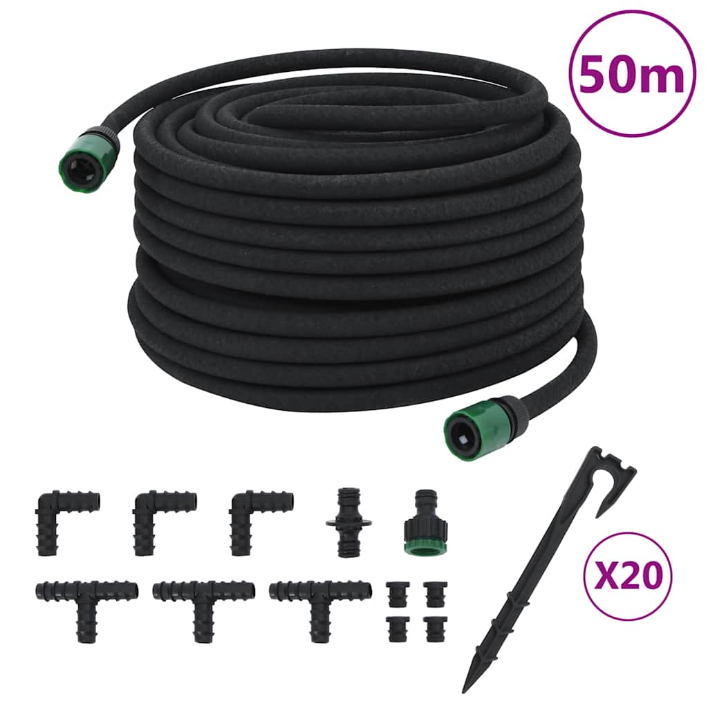 Dryppslange svart 0,6" 50 m gummi