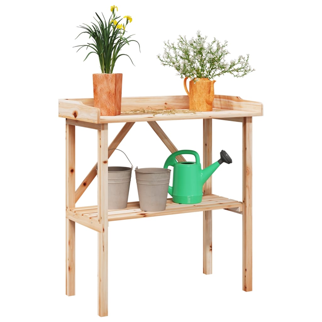 Plantebord med hylle 78x38x82,5 cm heltre gran vidaXL