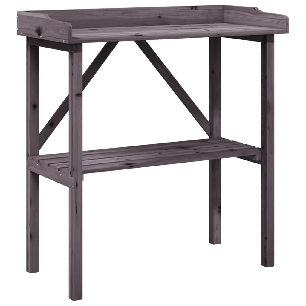Plantebord med hylle grå 78x38x82,5 cm heltre gran