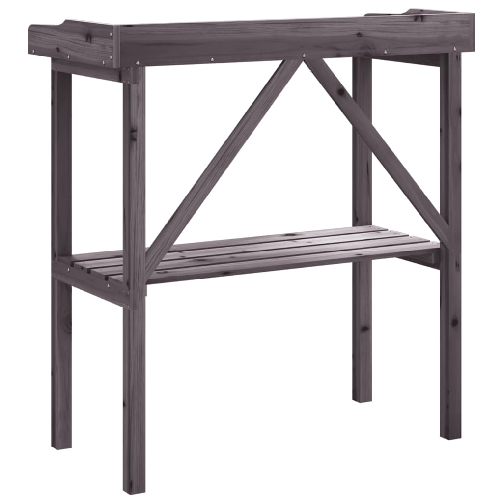 Plantebord med hylle grå 78x38x82,5 cm heltre gran