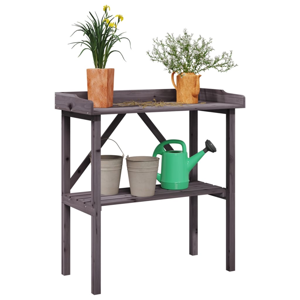 Plantebord med hylle grå 78x38x82,5 cm heltre gran