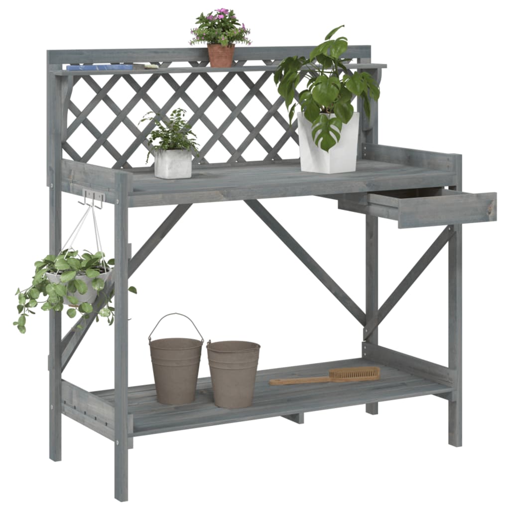 Pottebenk med espalier grå heltre gran