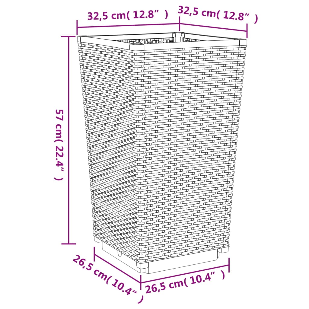 Plantekasser 2 stk blågrå 32,5x32,5x57 cm PP