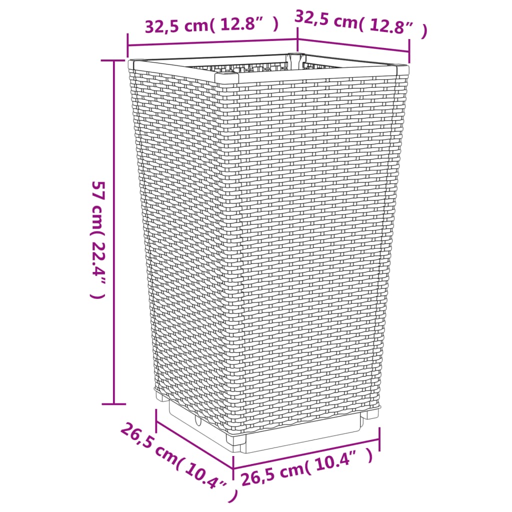 Plantekasser 4 stk blågrå 32,5x32,5x57 cm PP