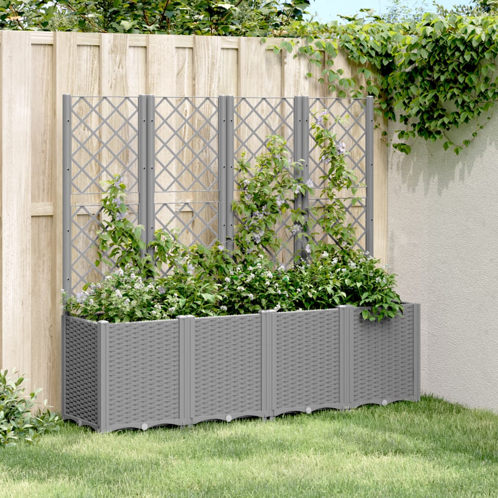 Plantekasse med espalier lysegrå 160x40x140 cm PP