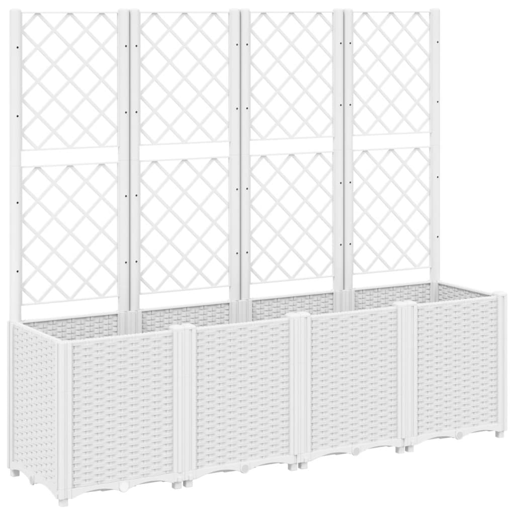 Plantekasse med espalier hvit 160x40x140 cm PP