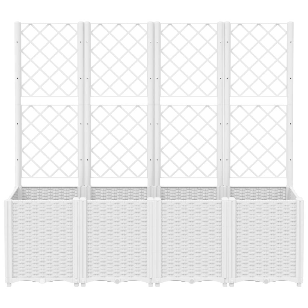 Plantekasse med espalier hvit 160x40x140 cm PP