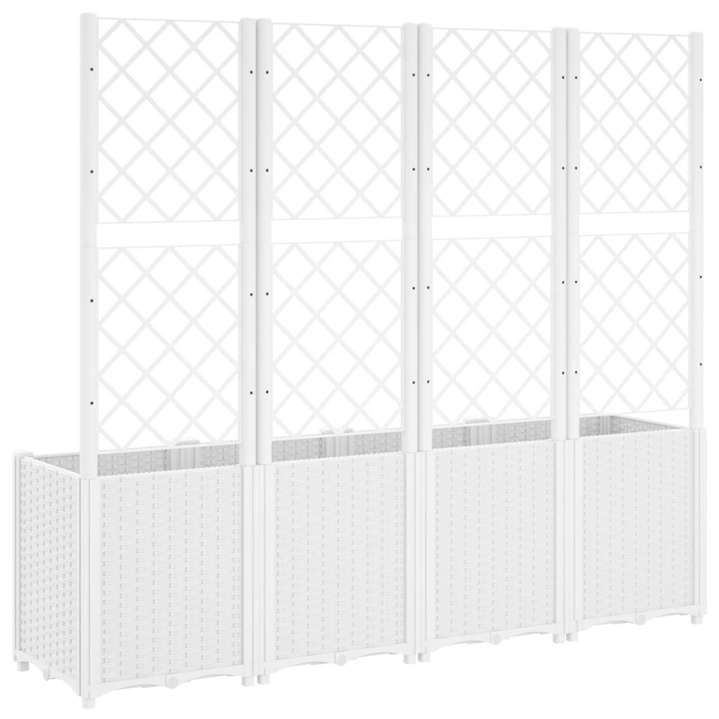 Plantekasse med espalier hvit 160x40x140 cm PP