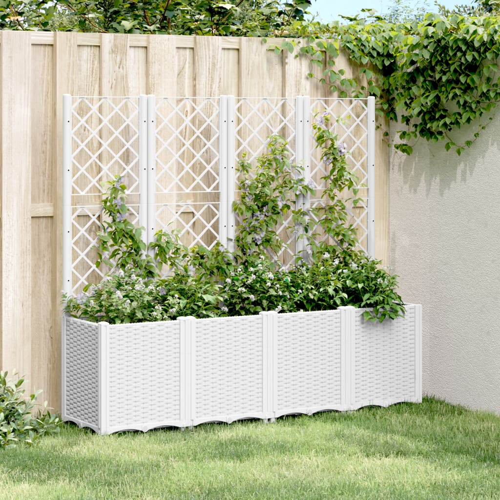 Plantekasse med espalier hvit 160x40x140 cm PP